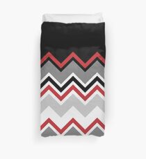 Chevron Red Grey Black White Zigzag Pattern Duvet Cover