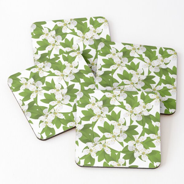 Item preview, Bright spring flowers pattern with green leaves designed and sold by TJprint.