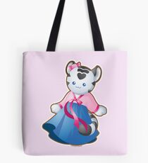 Kawaii White Tiger in Hanbok Tote Bag