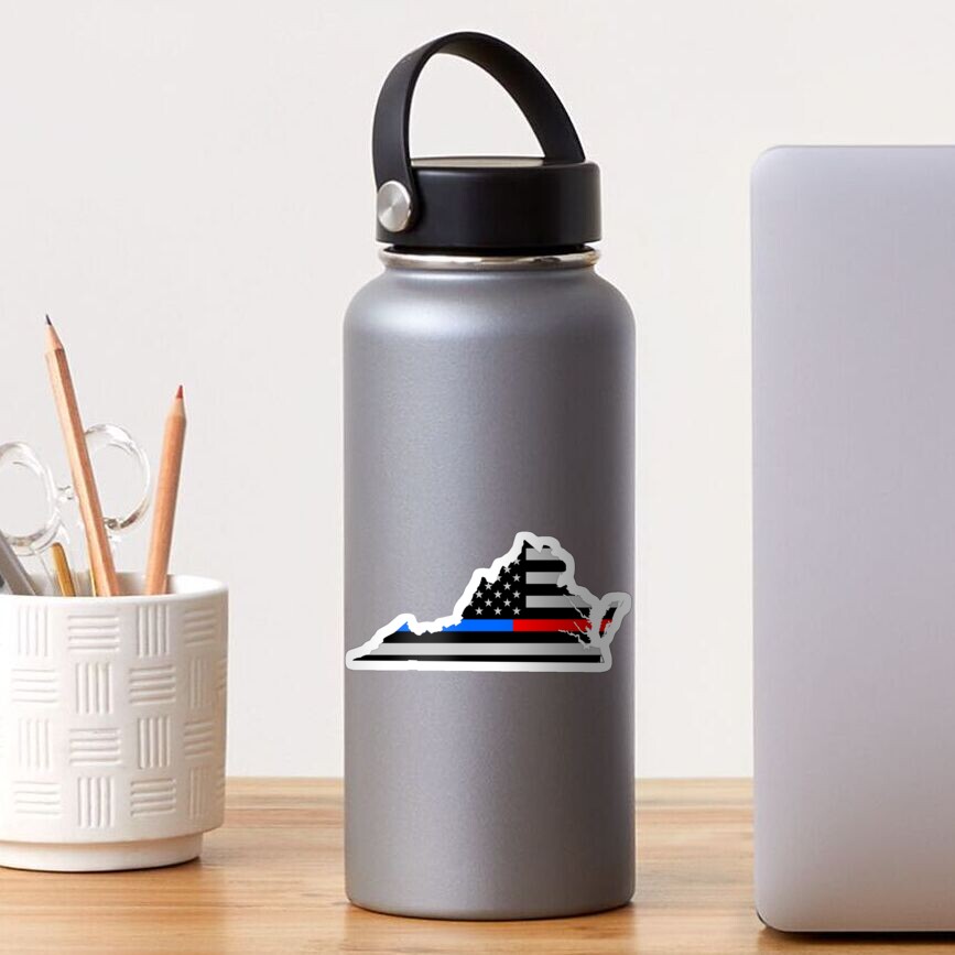 Virginia VA – Thin Blue Red Line / Police + Firefighter / USA American Flag Product Preview
