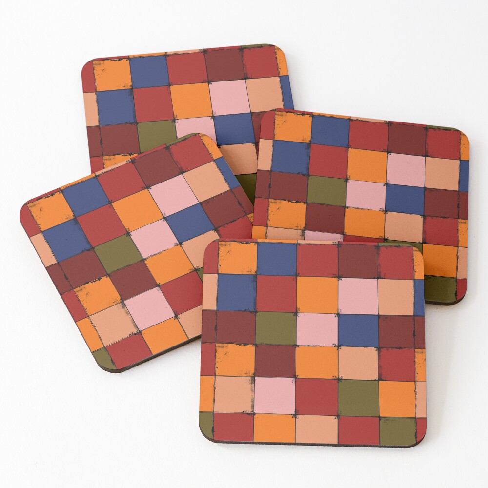 Winter Checkboard Coasters (Set of 4)