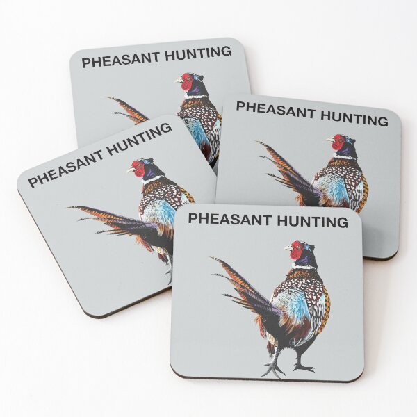 Item preview, Pheasant hunting on grey background - pheasants - game bird- Pheasant hunter art - hunting and shooting designed and sold by IslesArt.