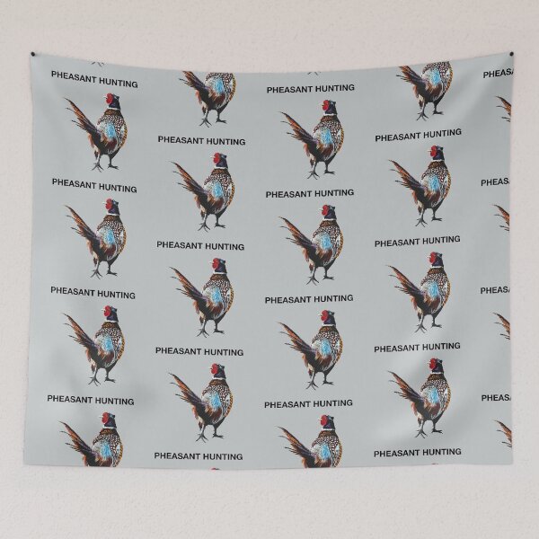 Item preview, Pheasant hunting on grey background - pheasants - game bird- Pheasant hunter art - hunting and shooting designed and sold by IslesArt.
