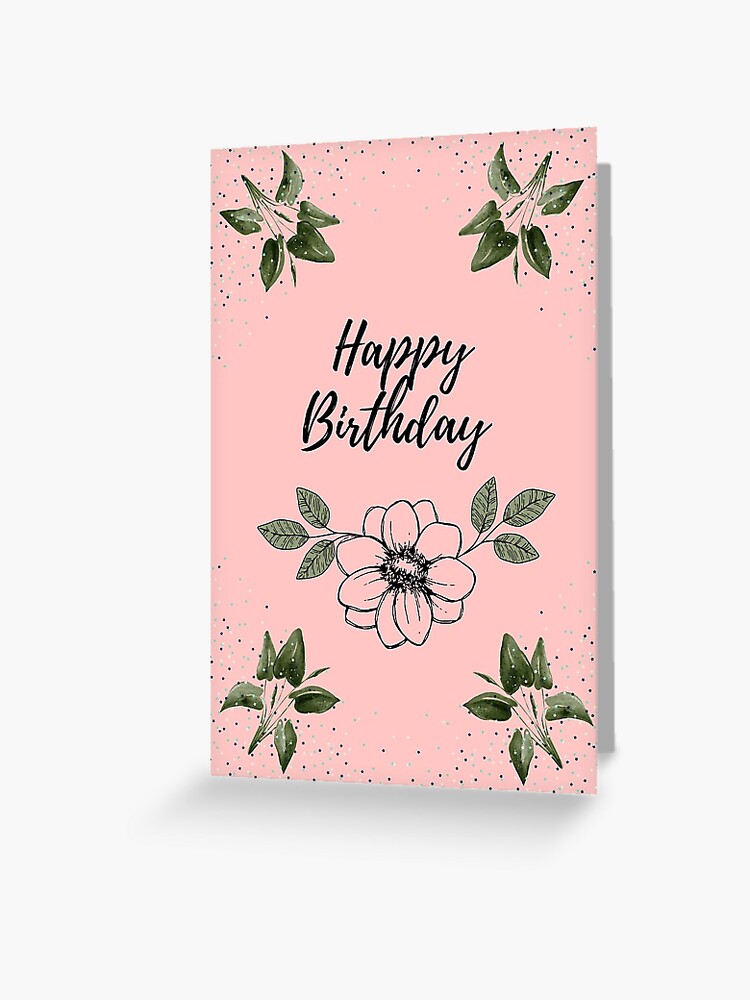 Elegant Happy Birthday Pink Flowers Card