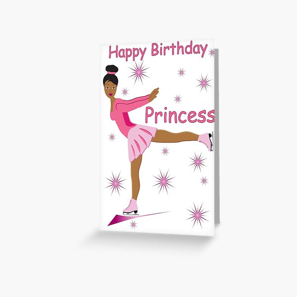 African Amercian Ice Skater Birthday Card (bh0022) Greeting Card