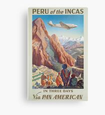 Peru of the Incas In Three Days Via Pan American Vintage Travel Poster Canvas Print