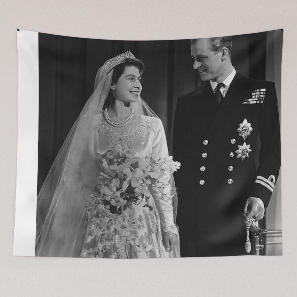 Item preview, Prince Philip and the queen wedding black and white memorial rip death uniform young  designed and sold by emcazalet.