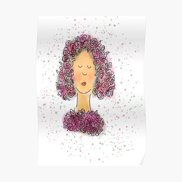 Rose Girl Watercolour Sketch Poster
