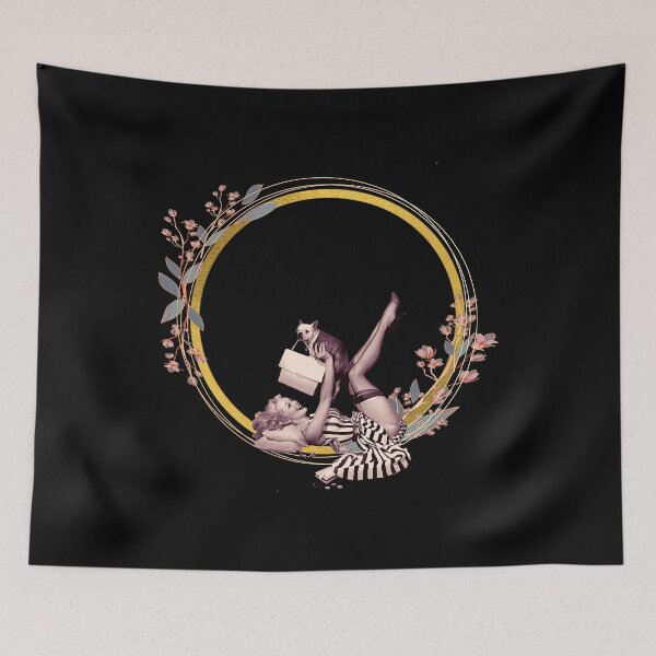 Item preview, Woman with dog in flower circle designed and sold by Birdhead.