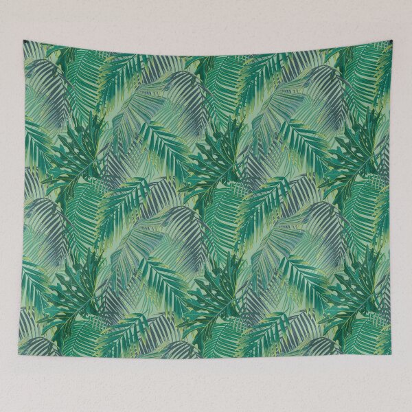 Item preview, tropical pattern with yellow and green and blue exotic foliage designed and sold by ANAKOTO.