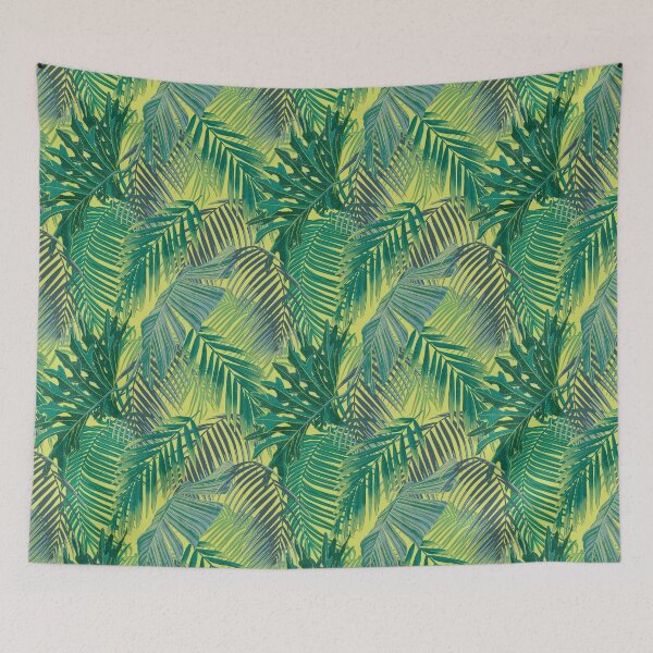 Item preview, Tropical pattern with yellow and green and blue exotic foliage designed and sold by ANAKOTO.