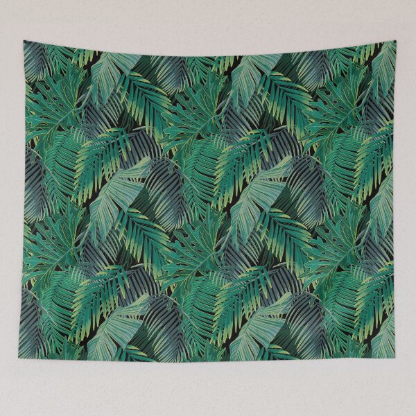 Item preview, Tropical pattern with yellow and green and blue exotic foliage designed and sold by ANAKOTO.