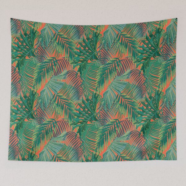 Item preview, Tropical pattern with yellow and green and blue exotic foliage designed and sold by ANAKOTO.