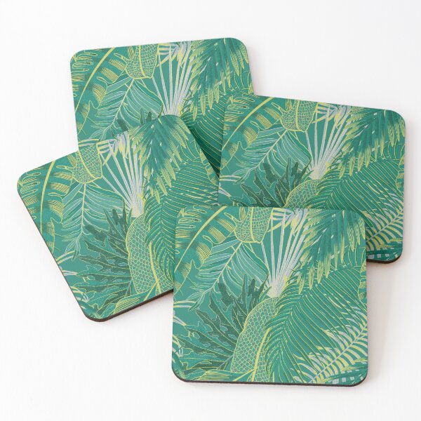 Item preview, Tropical pattern with yellow and green and blue exotic foliage designed and sold by ANAKOTO.