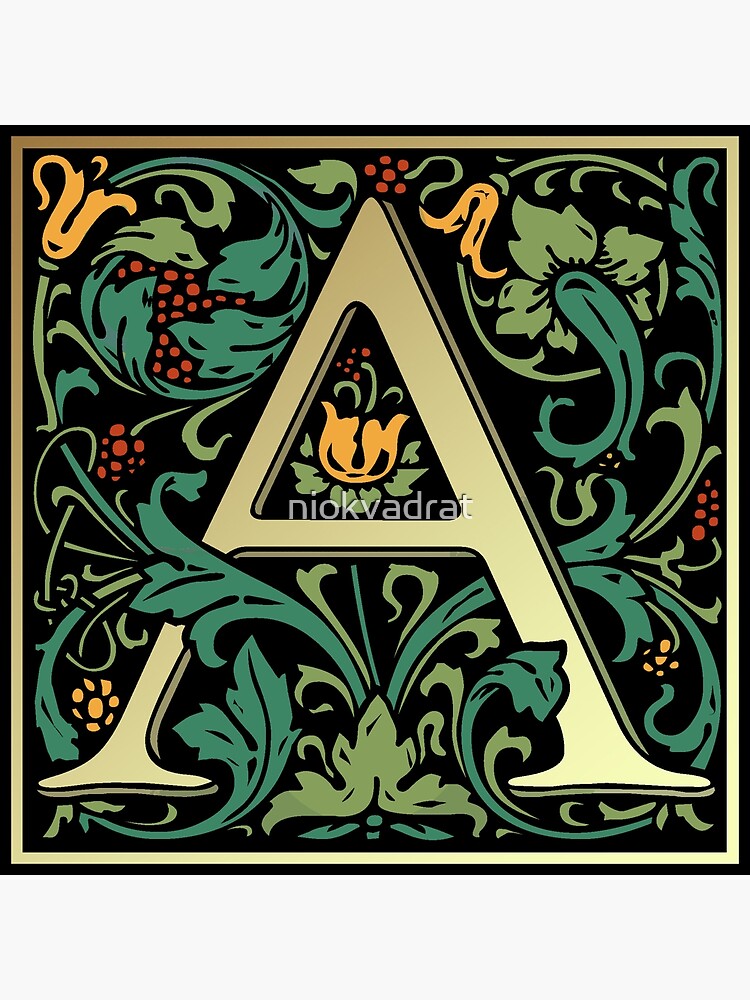 Illuminated Lettering William Morris Black Letter A