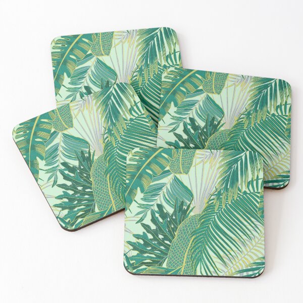 Item preview, Tropical pattern with yellow and green and blue exotic foliage designed and sold by ANAKOTO.
