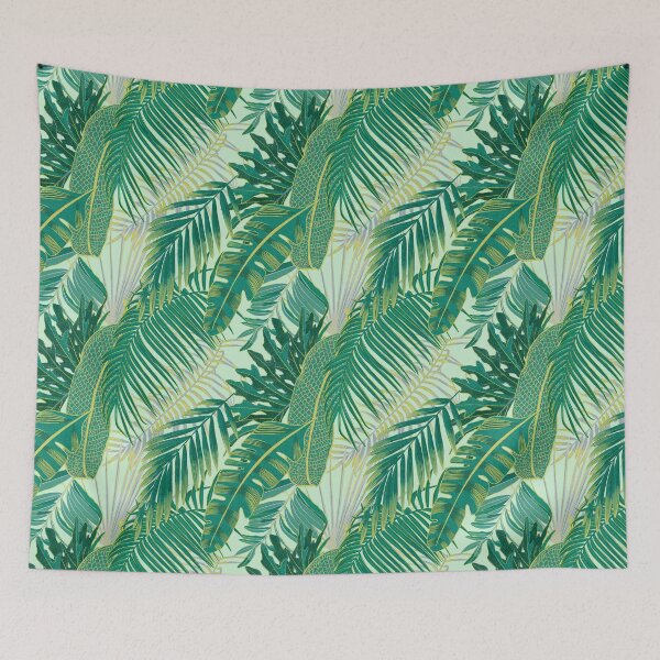 Item preview, Tropical pattern with yellow and green and blue exotic foliage designed and sold by ANAKOTO.