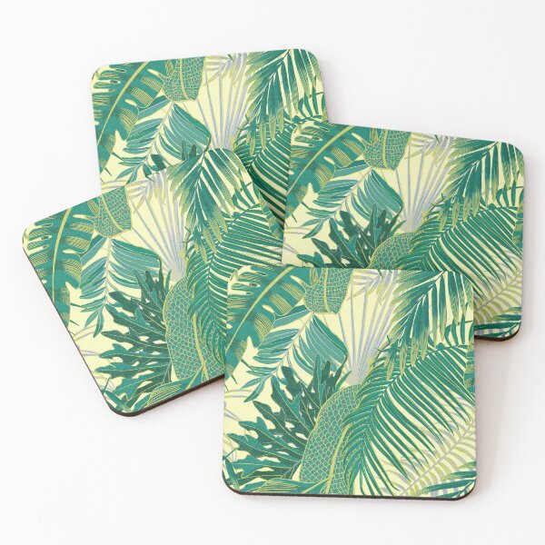 Item preview, Tropical pattern with yellow and green and blue exotic foliage designed and sold by ANAKOTO.