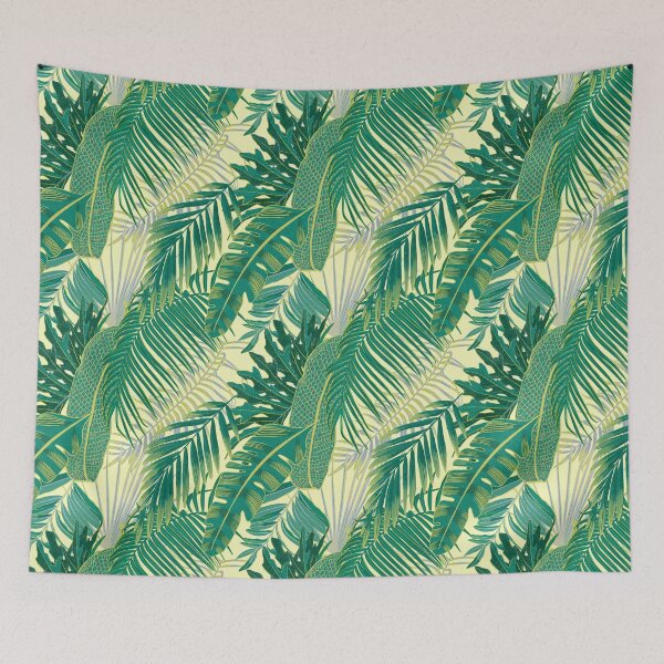 Item preview, Tropical pattern with yellow and green and blue exotic foliage designed and sold by ANAKOTO.