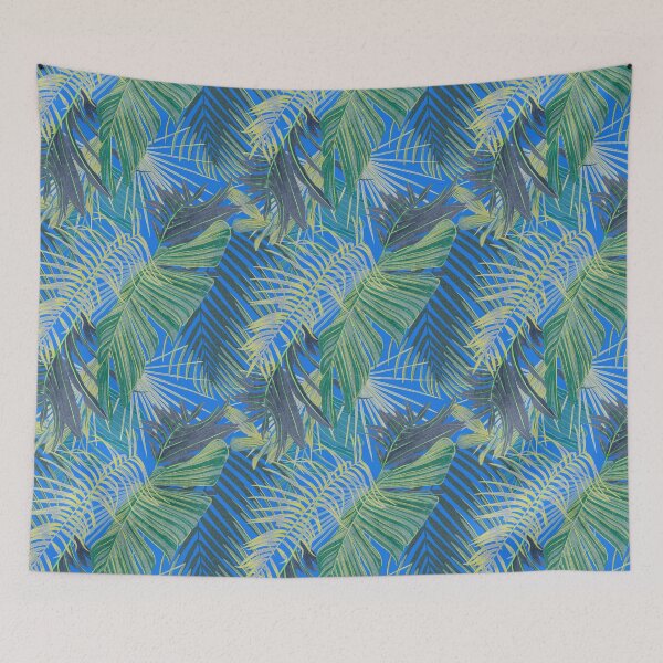 Item preview, Tropical pattern with yellow and green and blue exotic foliage designed and sold by ANAKOTO.