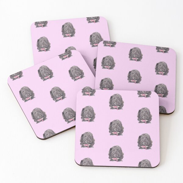 Item preview, Cutie black cockapoo pink background designed and sold by BlueTulip20.