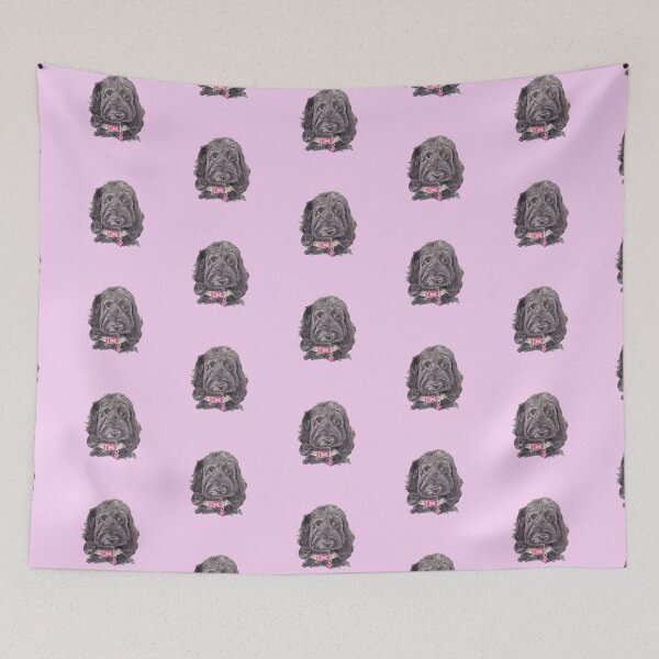 Item preview, Cutie black cockapoo pink background designed and sold by BlueTulip20.