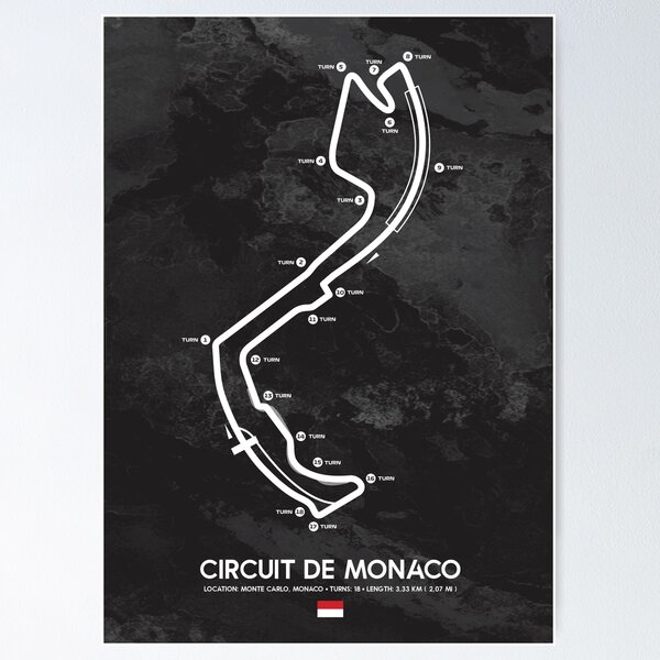 Ferrari F1 Monte Carlo Monaco Grand Prix 2019 Vintage Racing 22x17in Art  Poster