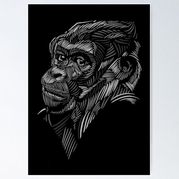 Item preview, Gorilla line art designed and sold by IcalsaidArt.