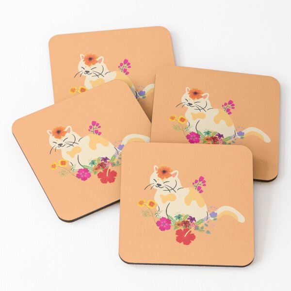 Item preview, Orange Tabby Cat With Colorful Flowers Design designed and sold by EarthArtDesigns.