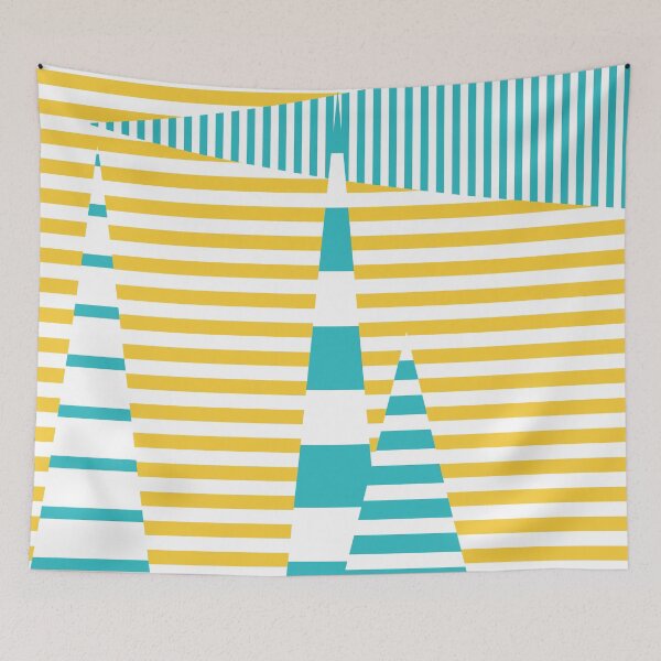 Item preview, Stripes on Stripes - Turquoise and Yellow designed and sold by LAEC-Shop.
