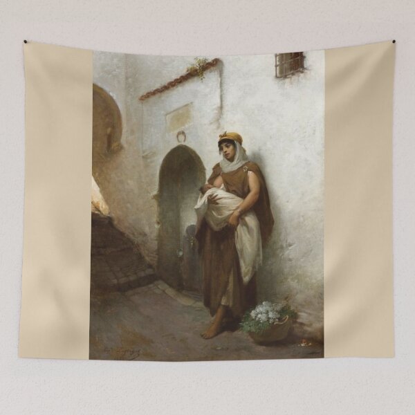 Item preview, original algerian woman holding her little baby designed and sold by kikinafashion.