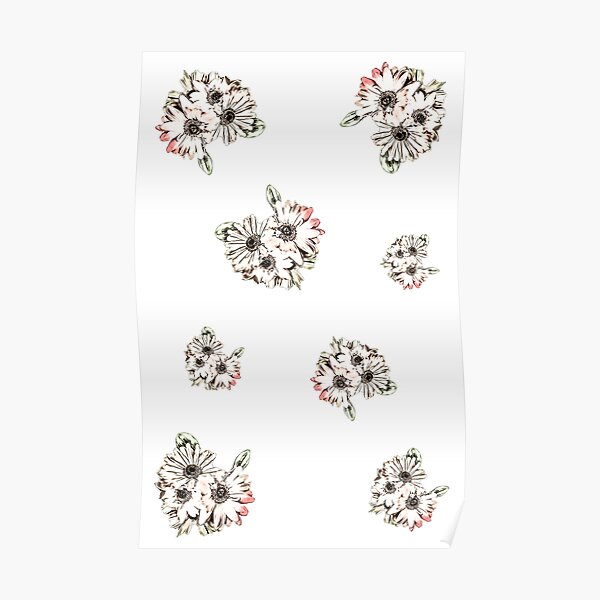 Blush Pink Jacquard Floral Sticker Pack Poster For Sale By Ylavine Rb