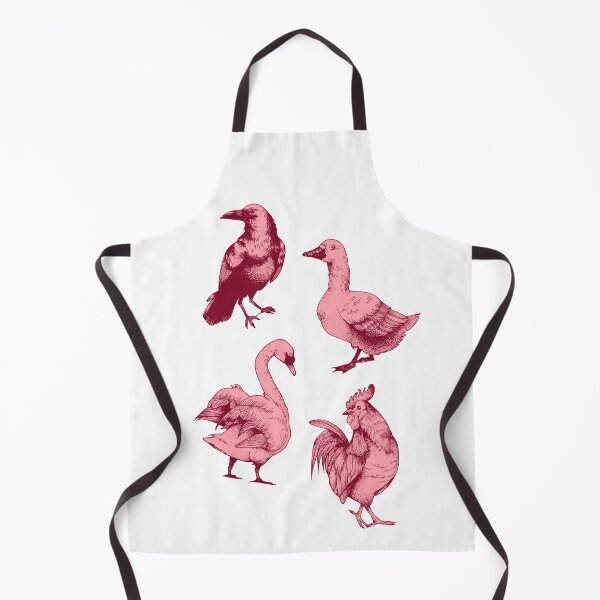 Item preview, Birds in Pink. Crow, Swan, Duck and Chicken. designed and sold by kindtoearth.