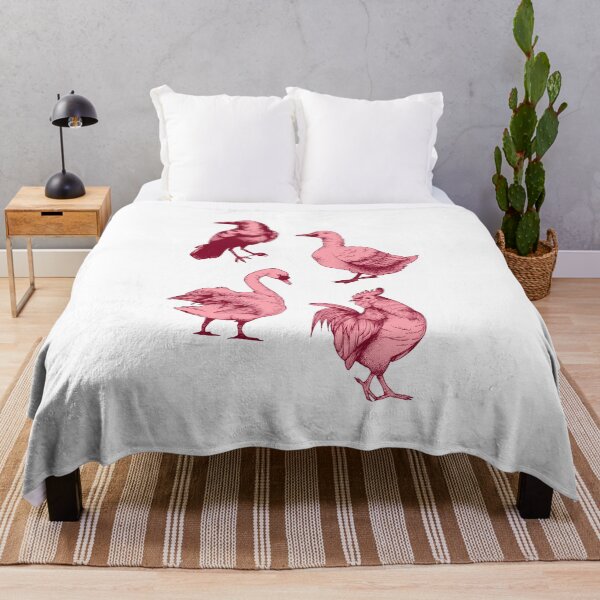 Item preview, Birds in Pink. Crow, Swan, Duck and Chicken.  designed and sold by kindtoearth.