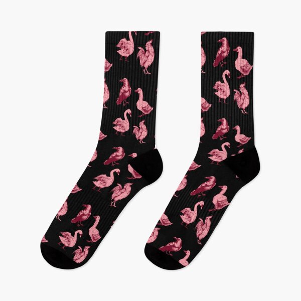 Item preview, Birds in Pink. Crow, Swan, Duck and Chicken.  designed and sold by kindtoearth.