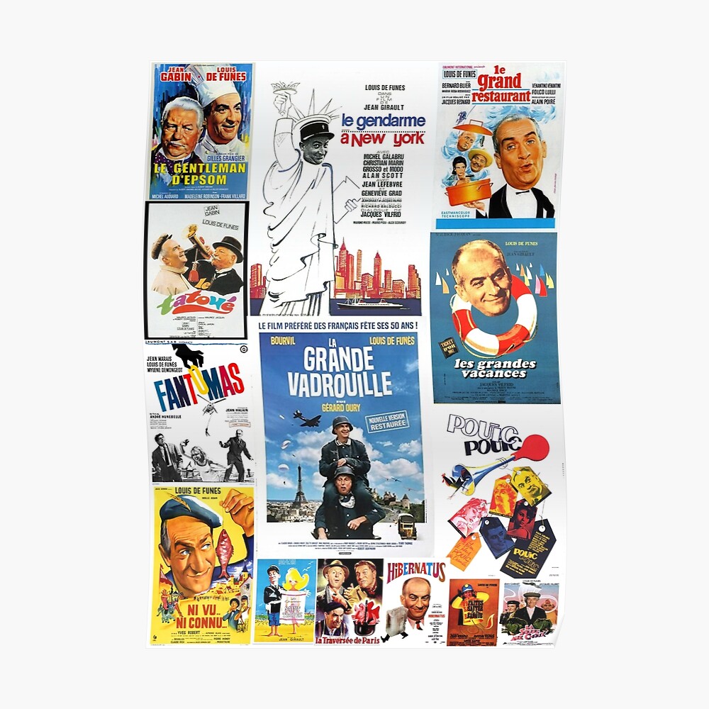 Louis De Funes Movie Poster Compilation Sticker By Kebu10 Redbubble