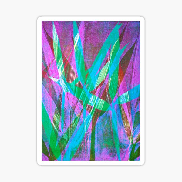 Bamboo: blues, greens and mauve Sticker