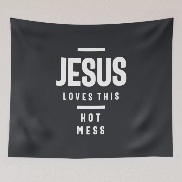 Item preview, Jesus Loves This Hot Mess | Christian Saying Quote designed and sold by cidolopez.