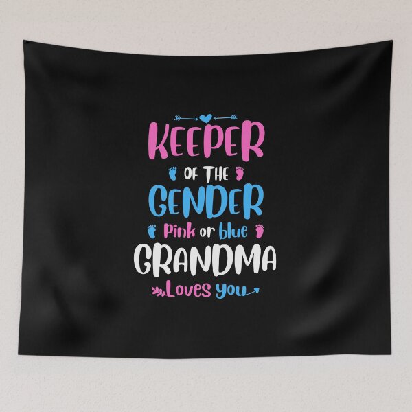Item preview, Keepr of the gender pink or blue Grandma Loves you baby reveal party gift designed and sold by oussama dif.