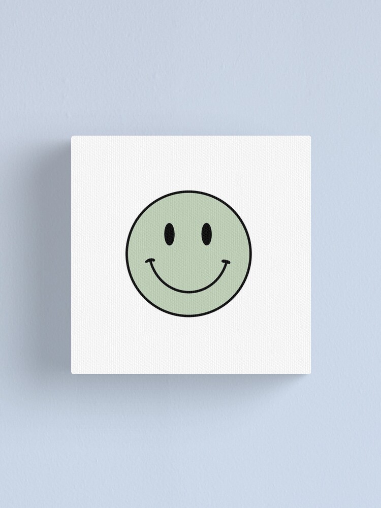 "sage green smiley face " Canvas Print for Sale by ntsdesigns Redbubble