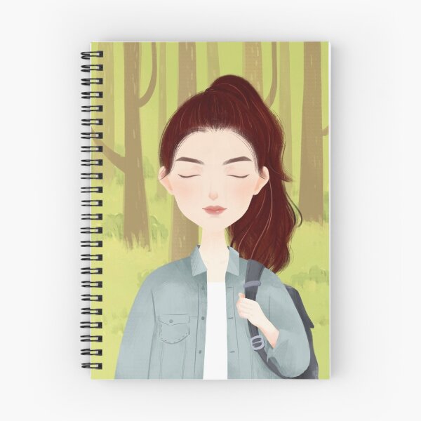 Item preview, Beautiful drawing of college girl meditating in a forest designed and sold by chicsignzodiac.