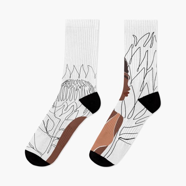 Item preview, Fashion collage with abstract African woman portrait and one line protea flowers. Mid century Silhouette. designed and sold by CoCoArt-Ua.