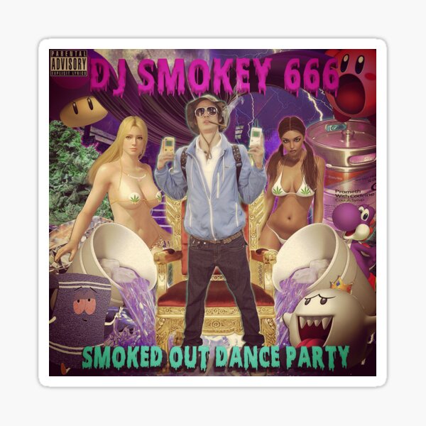 Vista previa del artículo con la obra «Dj Smokey - fumado Dance Party Album Art», diseñado y vendido por JuicySchinken.