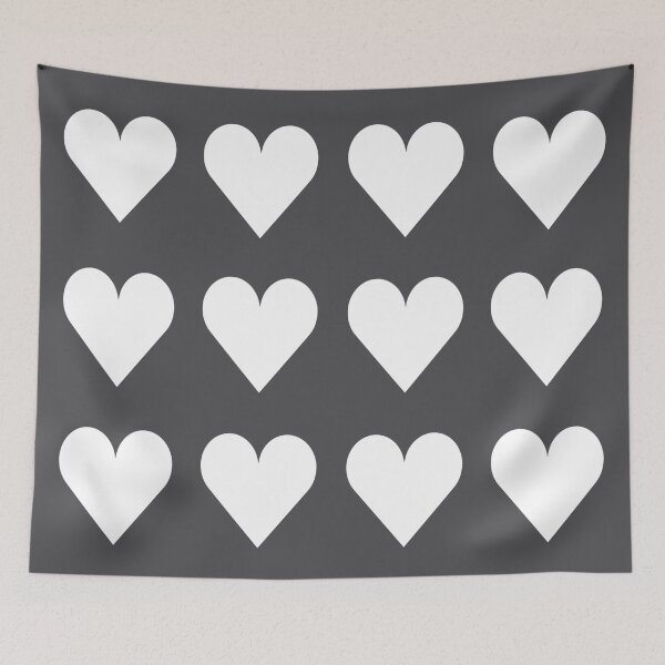 Item preview, Large WHITE & CHARCOAL GREY LOVE HEARTS designed and sold by RachelMacht.