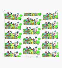 City with house and tree Wall Tapestry