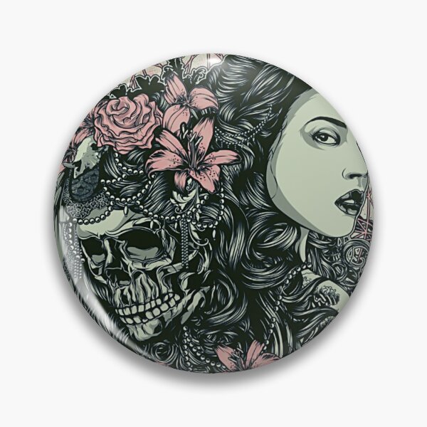 Artikelvorschau, Frau mit Totenkopf und Blumen entworfen und verkauft von Birdhead.