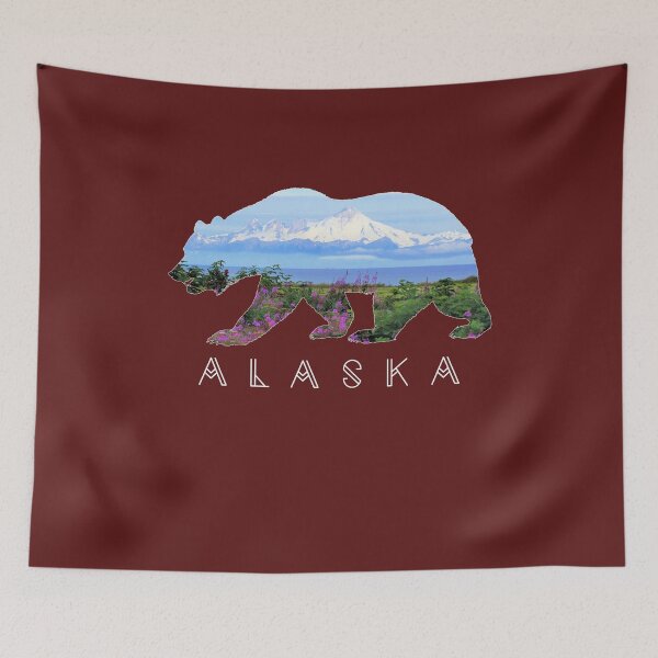 Item preview, Alaskan Bear with Wildflowers & Mountain Snow  designed and sold by TawanPK.