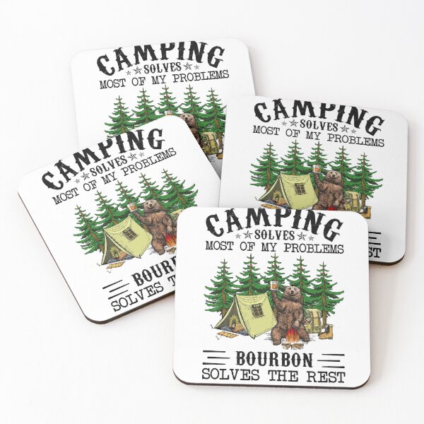 Item preview, Camping Solves Most Of My Problems Bourbon Solves The Rest Bear Camping designed and sold by jasminego7.