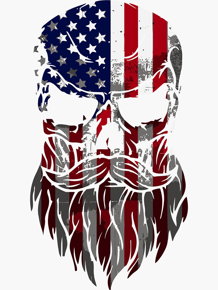 American Beard Skull Sticker for Sale by TawanPK