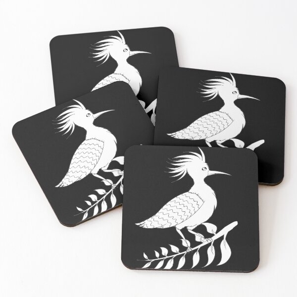 Item preview, colorless pretty Eurasian hoopoe (hudhud) - black background designed and sold by bunnyEmanArt.